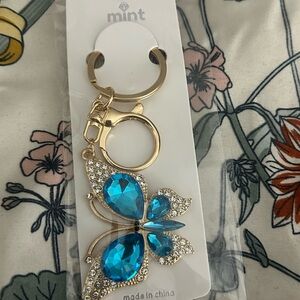 Mint Gold and Blue Gem Butterfly Key Holder